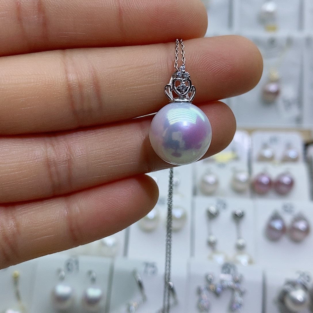 淡水珍珠银S925镶嵌吊坠(赠链)