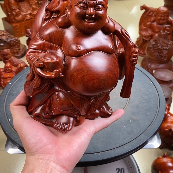 缅甸花梨木笑佛摆件