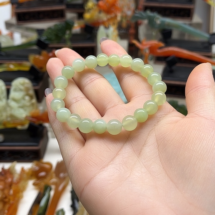 蛇纹石玉岫玉手链未镶嵌