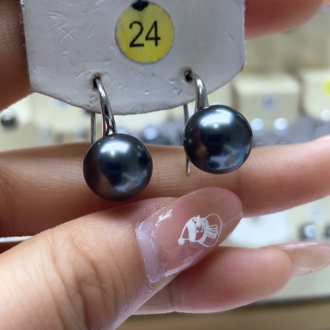 海水珍珠耳饰银S925镶嵌