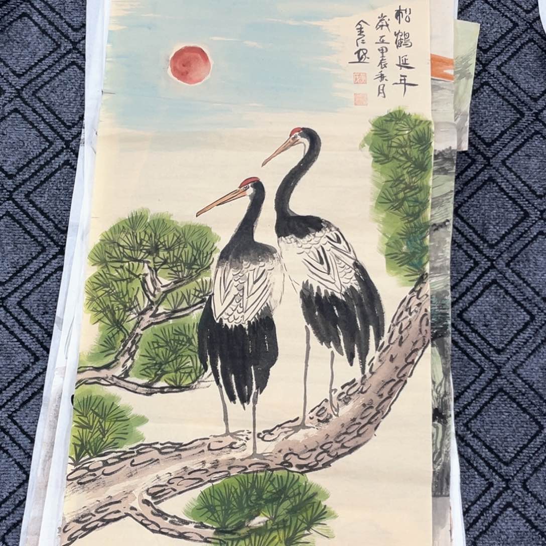 国画黄金仁老师三尺花鸟作品赵