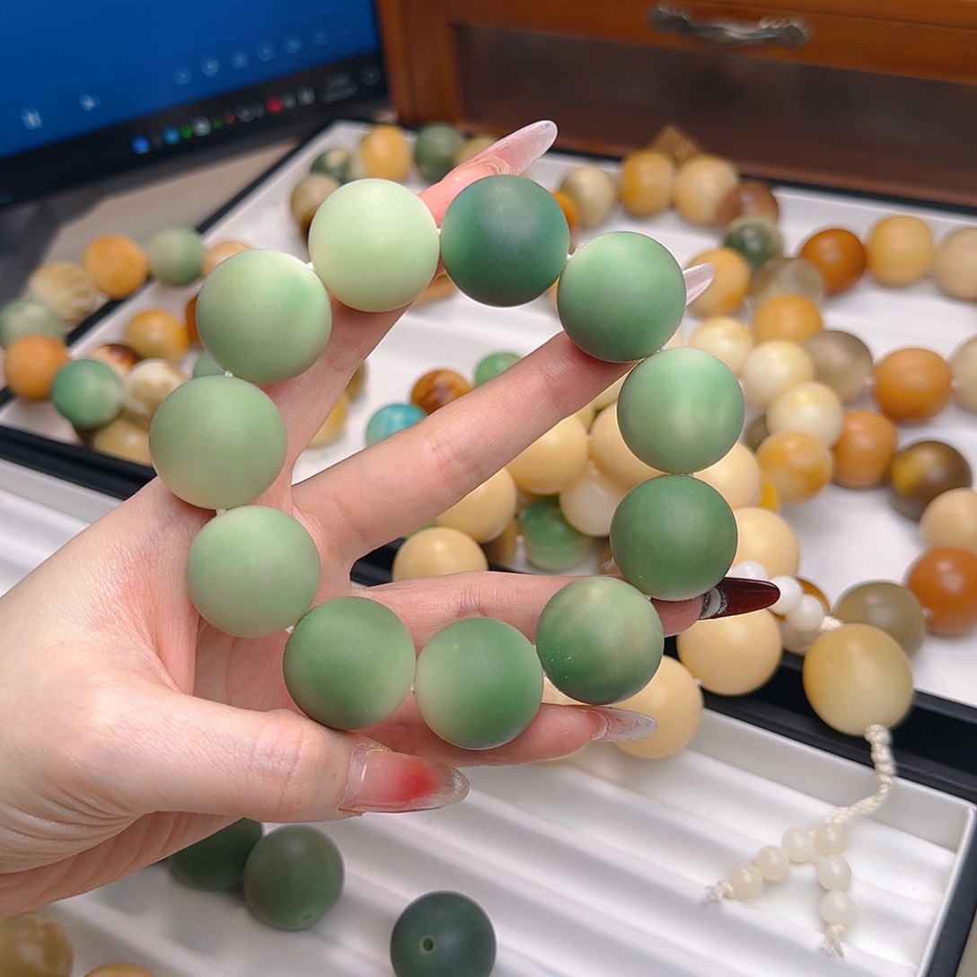 菩提根/象牙果手串?*晚卡23干磨圆珠微瑕