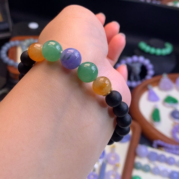 翡翠手链未镶嵌多宝色手串