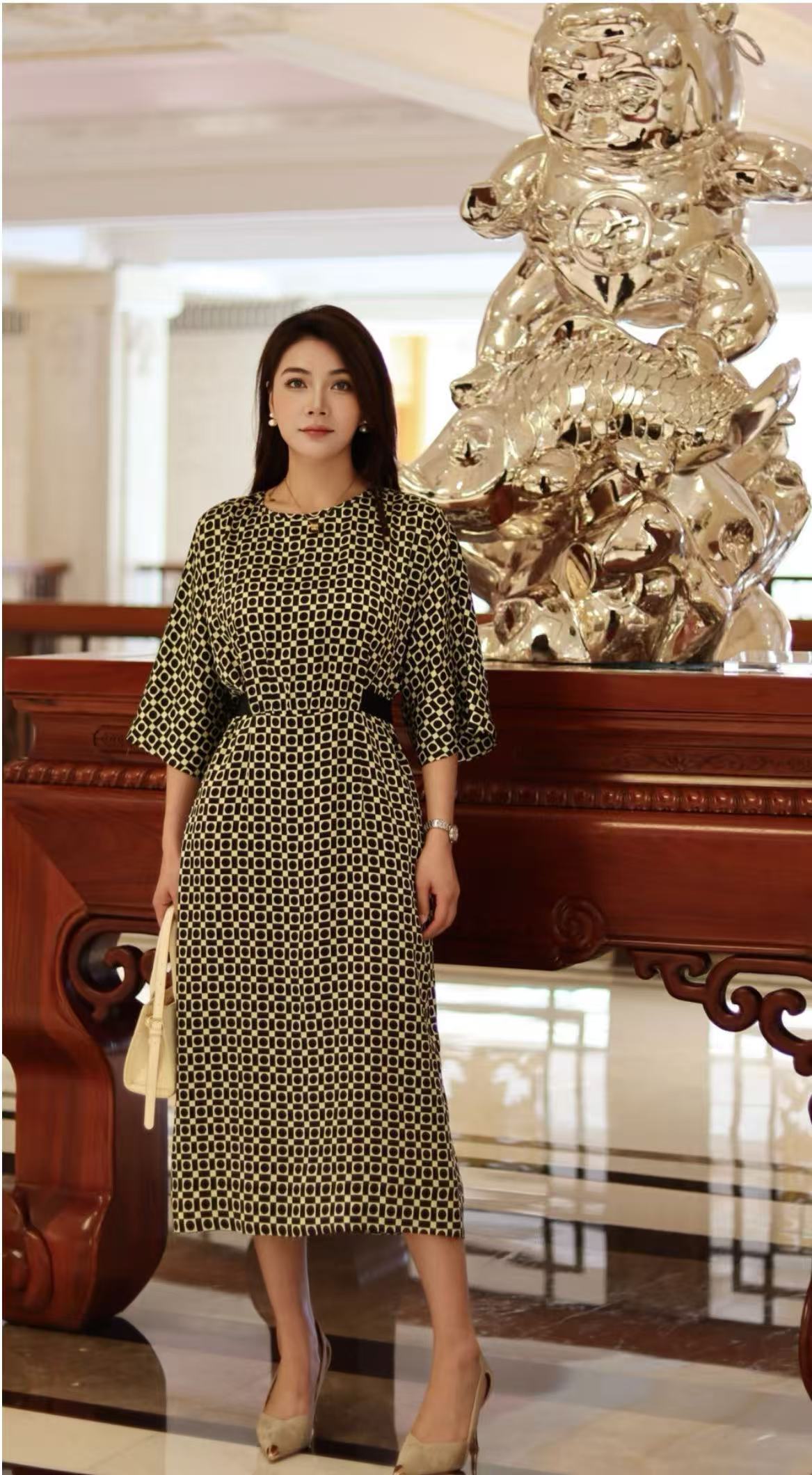 100%桑蚕丝22姆米重磅高定连衣裙