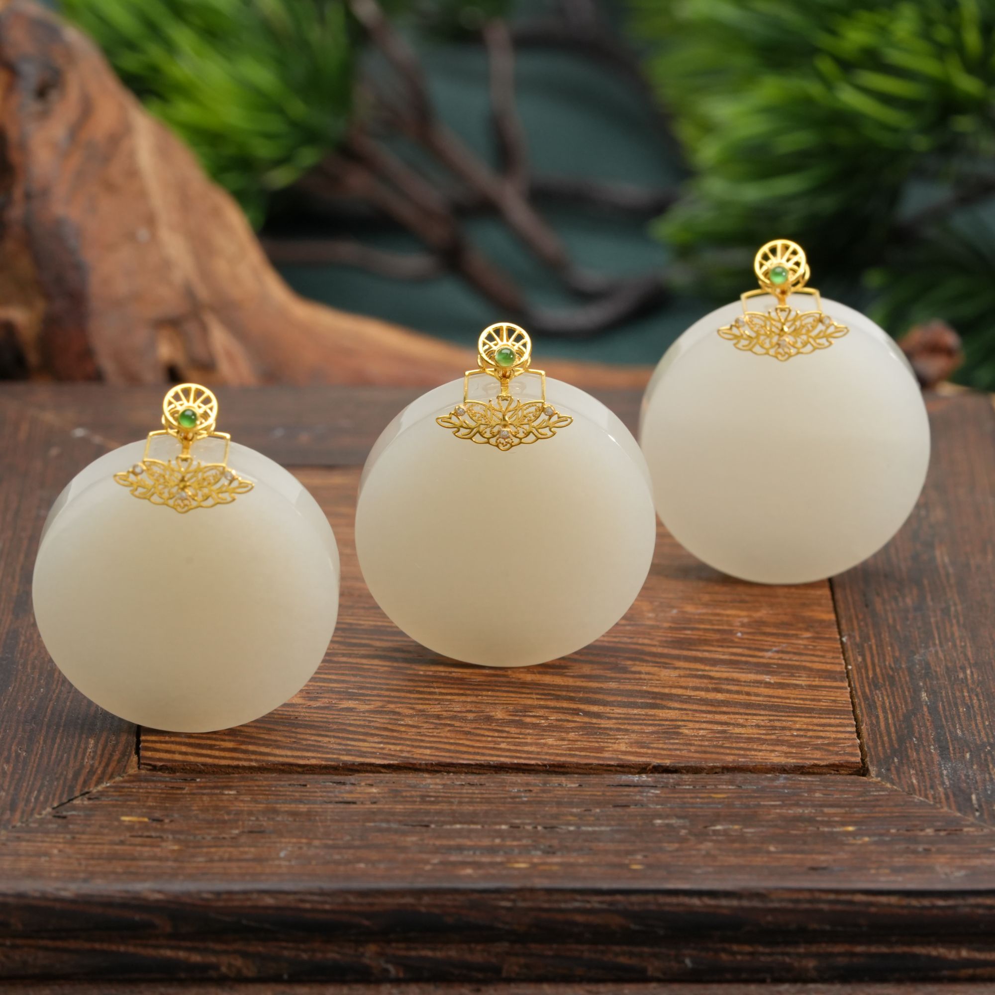 【小北好物】18K金和田玉吊坠约24*24mm【多样性发一件】QH09X909