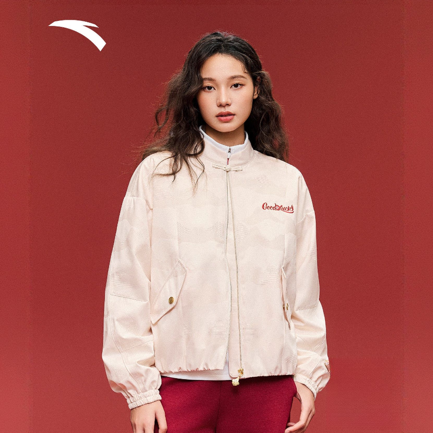 安踏好事发生新年鸿运国风新中式外套女加厚夹克运动上衣时尚宽松