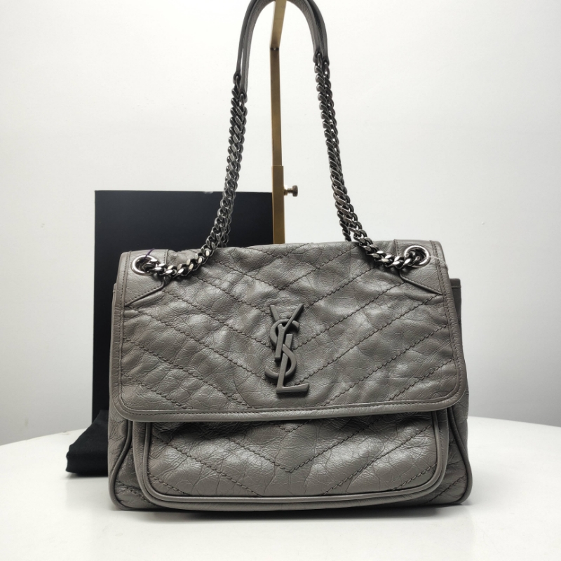 95新 YSL/圣罗兰 玺越奢品 YSL灰Niki中号CPMX014