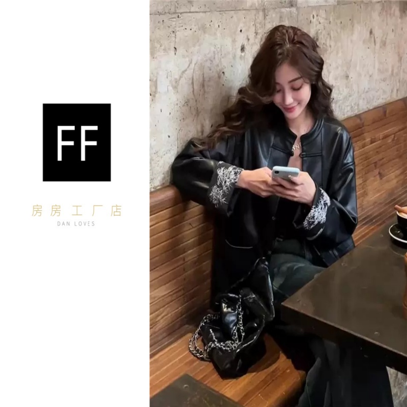 888 秋季女款绵羊皮百搭外套国风气质女士真皮皮衣