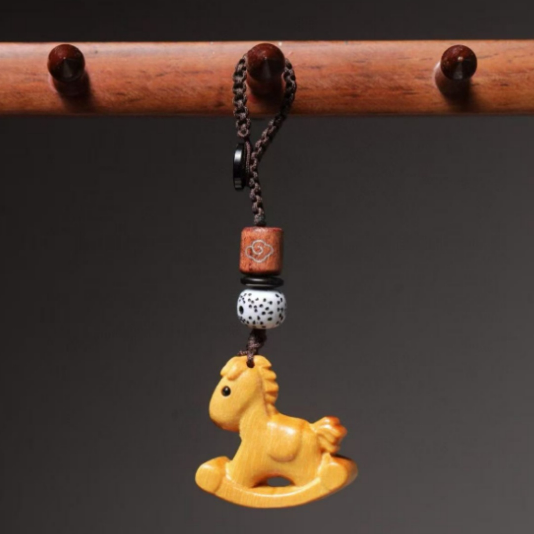 S1675崖柏小马挂件手机钥匙挂件无礼盒