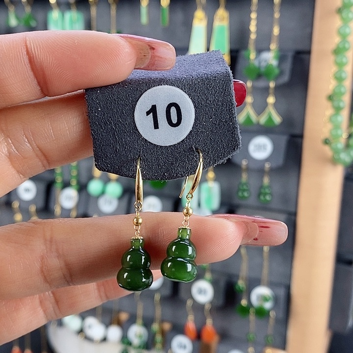 和田玉耳饰18K金镶嵌