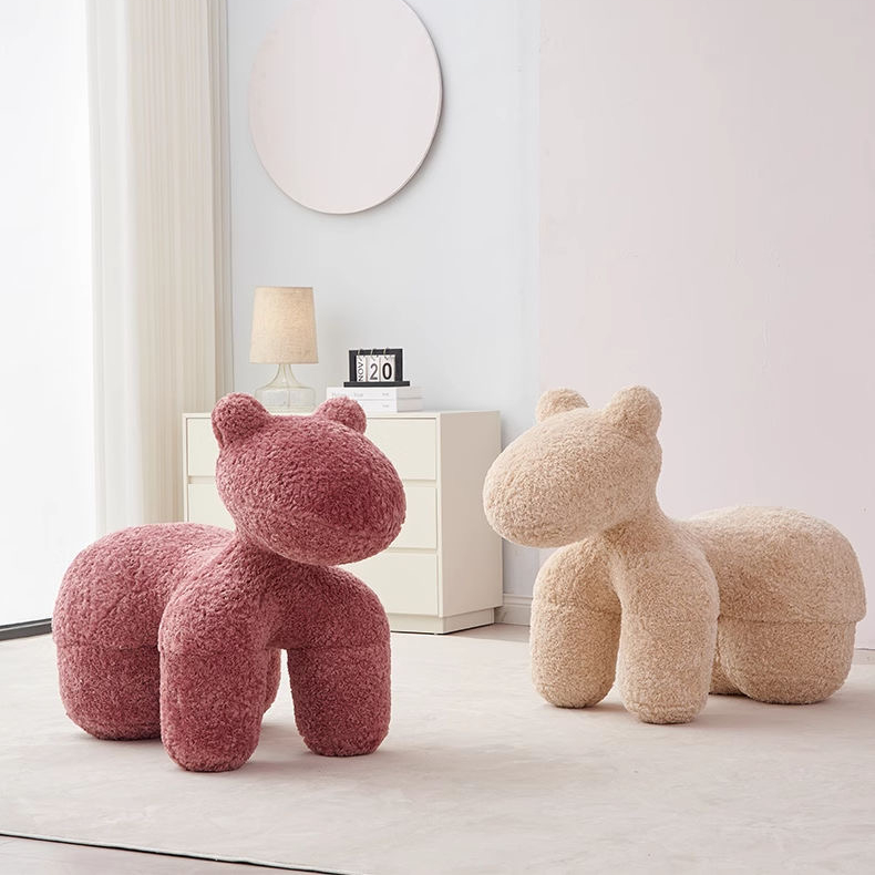 定型棉小马椅时尚客厅休闲椅动物造型羊毛卷可爱轻奢网红家具坐凳