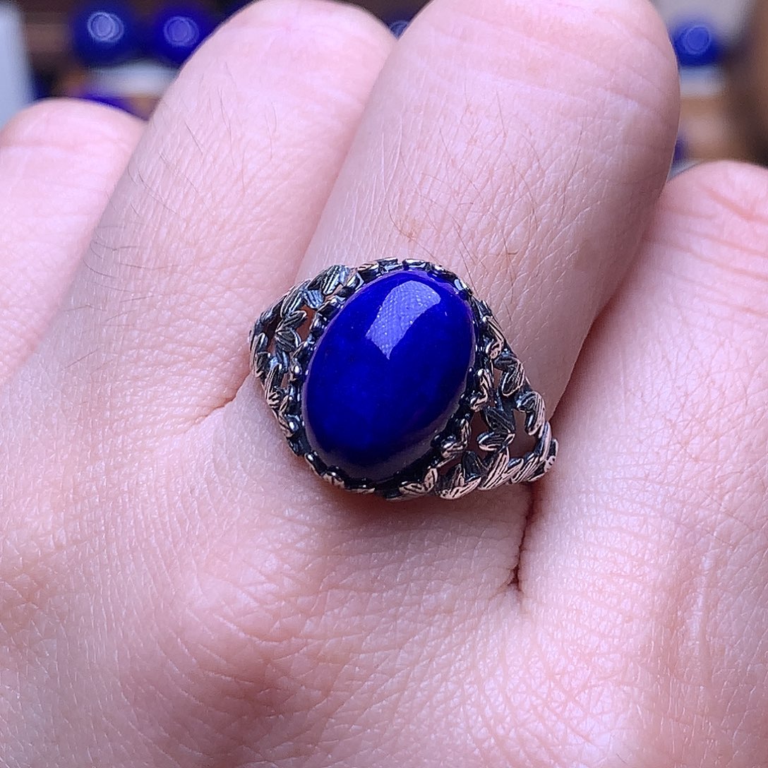 T****青金石银S925镶嵌戒指