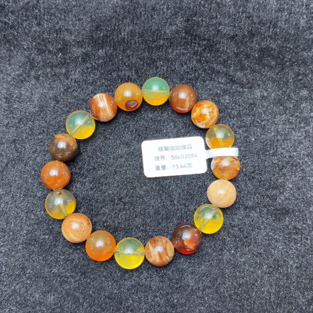 琥珀未镶嵌珠宝奇石11mm精品多宝单圈