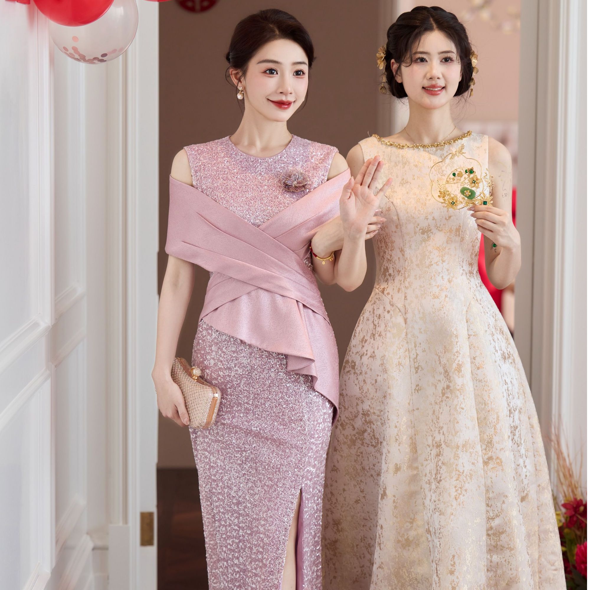 锋悦屿《鎏金》2025新款高端爆款喜婆婆婚宴装遮肉气质妈妈婚宴礼服