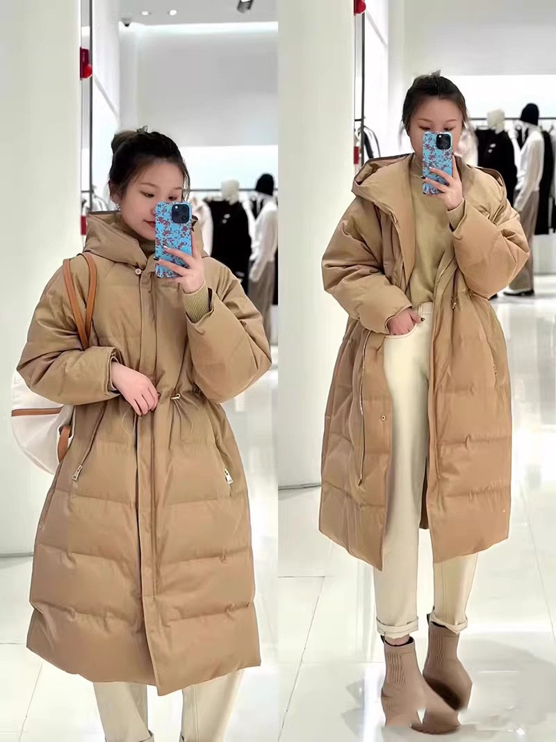 小禾同款高支高密棉府绸双面穿连帽羽绒服
