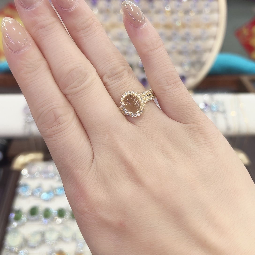 黄晶戒指银S925镶嵌