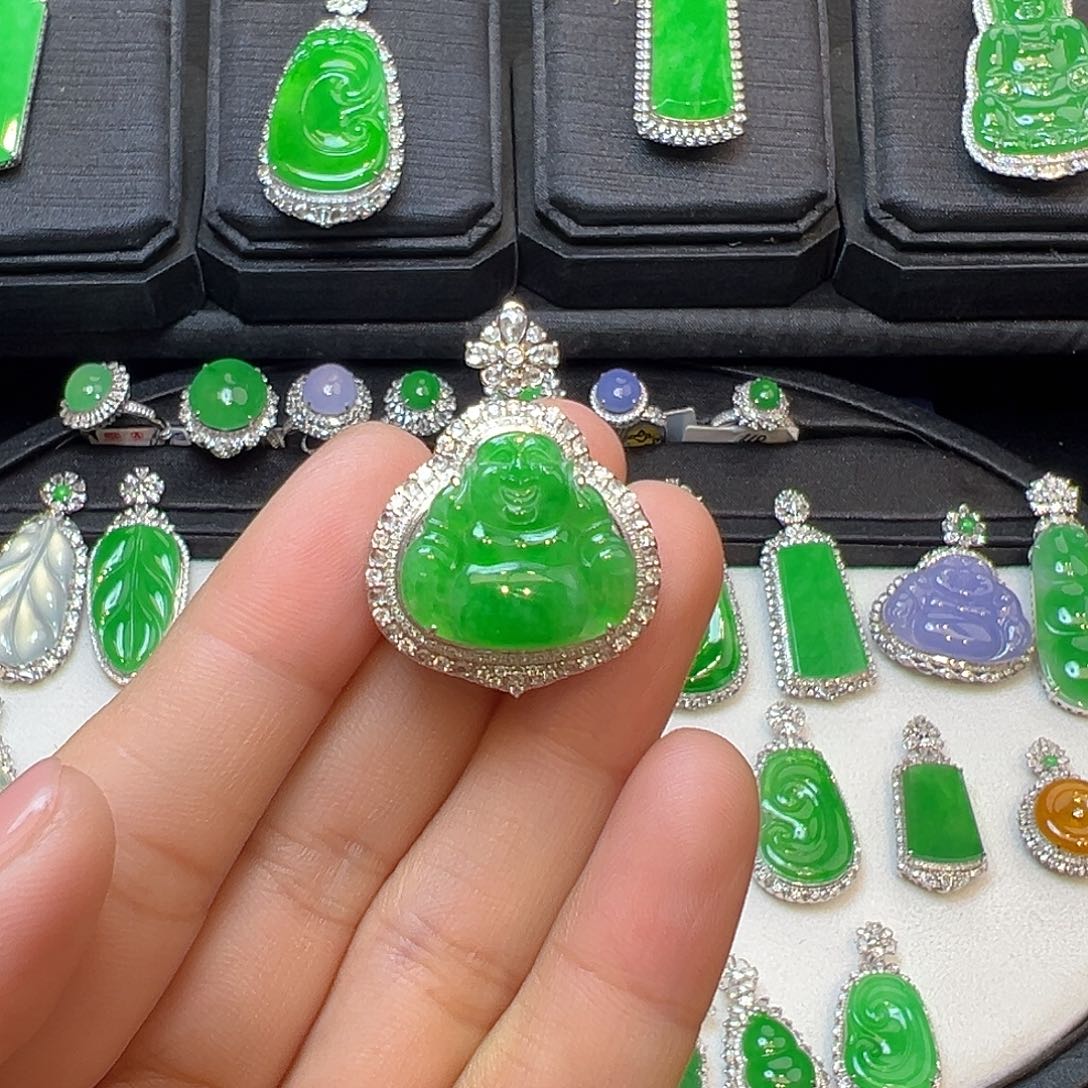 翡翠颈饰18K金镶嵌收到货48小时鉴赏期