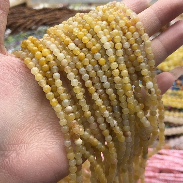 玛瑙/玉髓珠宝半成品未镶嵌2条4mm左右黄龙玉