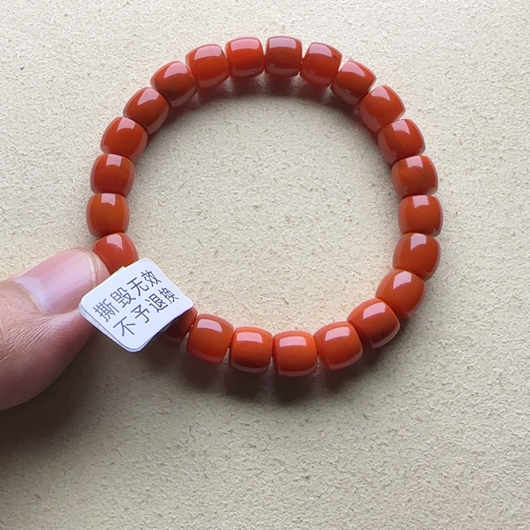 喜***调手链未镶嵌南红玛瑙8mm冷水河直切