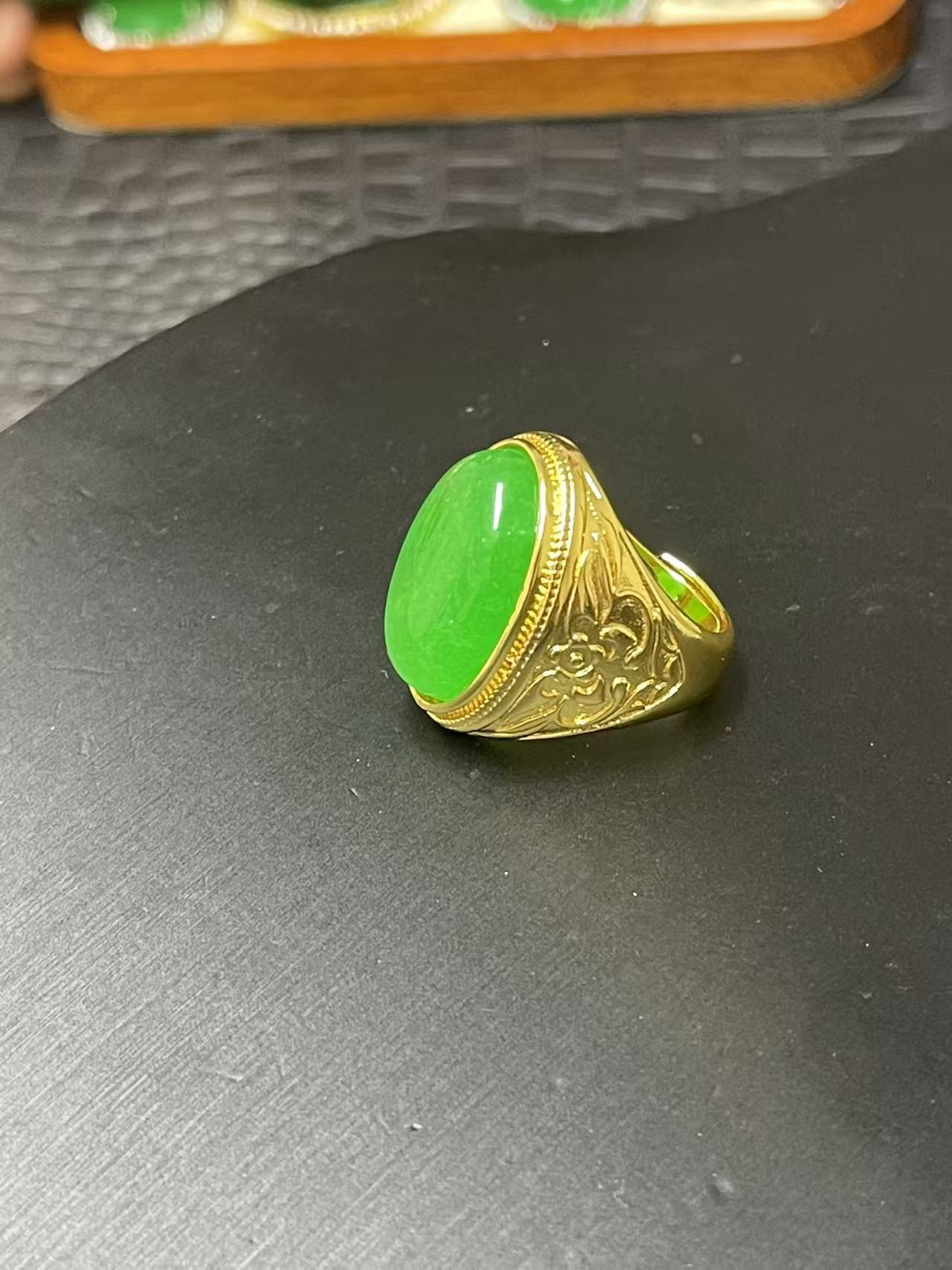 翡翠戒指14k金气质