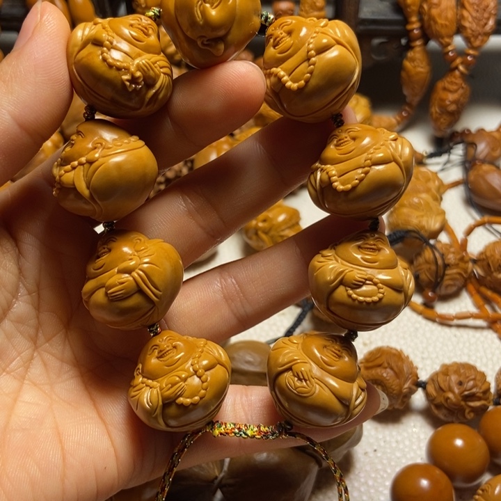 【闪购商品】橄榄核手串/手链食*食灯泡弥勒微上色