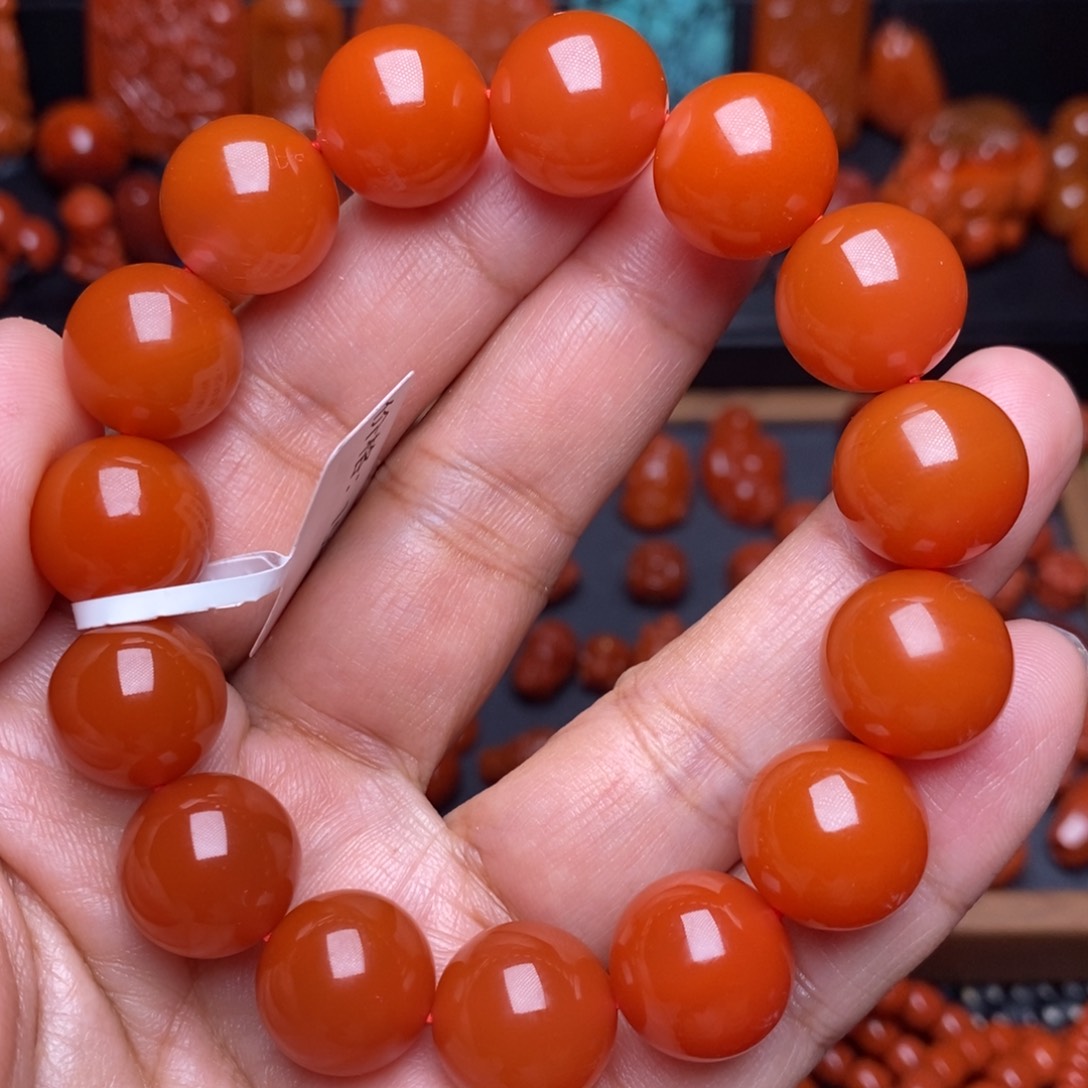 南红玛瑙配饰未镶嵌保山圆珠手串
