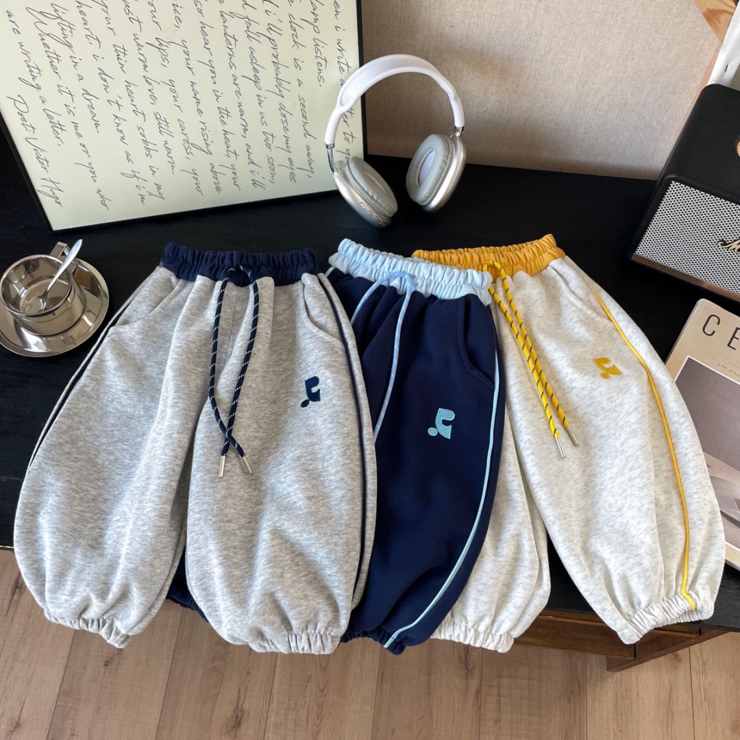 【高品质】儿童韩系刺绣卫裤2025秋季新款男女宝新款收口裤洋气潮1