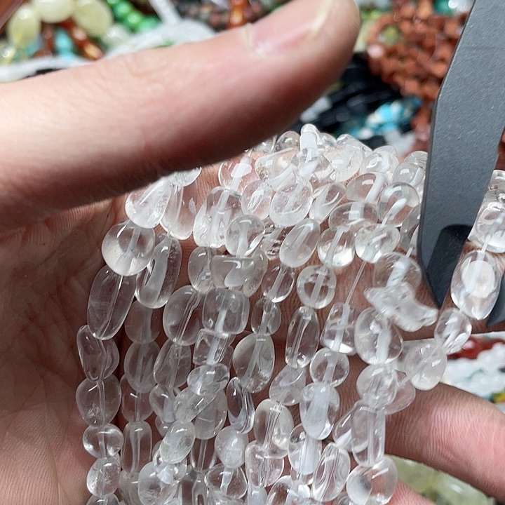 玛瑙/玉髓珠宝半成品合金一条8mm白水晶