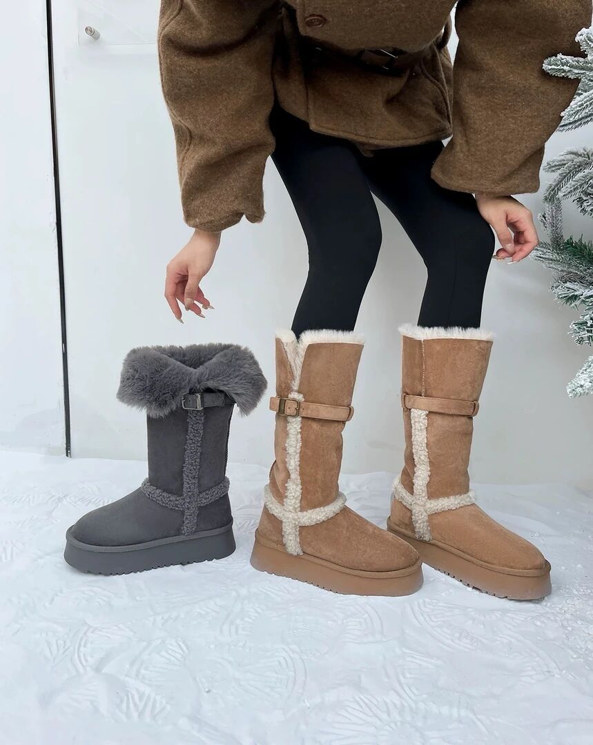 2025冬季新款头层牛皮加绒加厚保暖冬季时尚百搭雪地靴高筒女靴