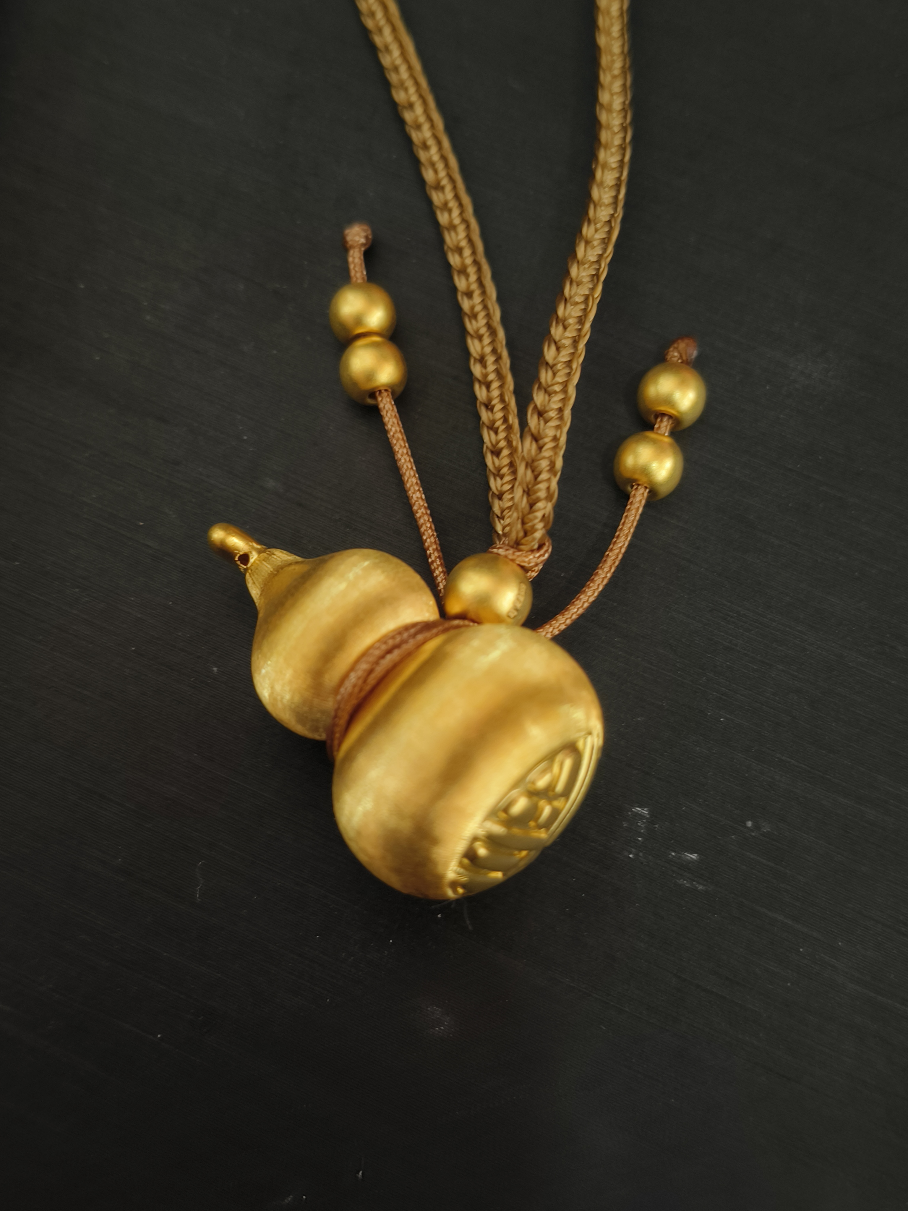 【金展珠宝】 足金 流苏福字拉丝葫芦套链