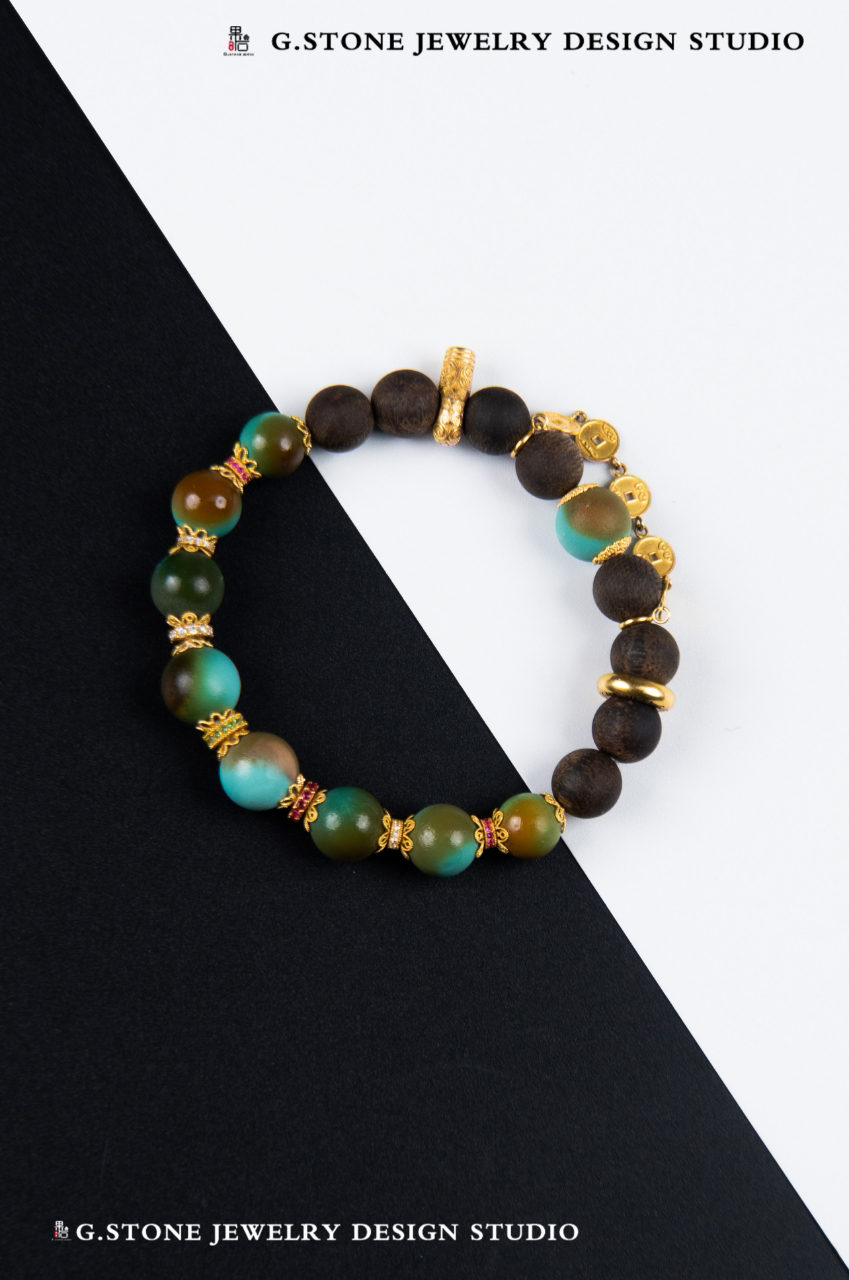 【私拍发不了货】绿松石俏色沉香单圈