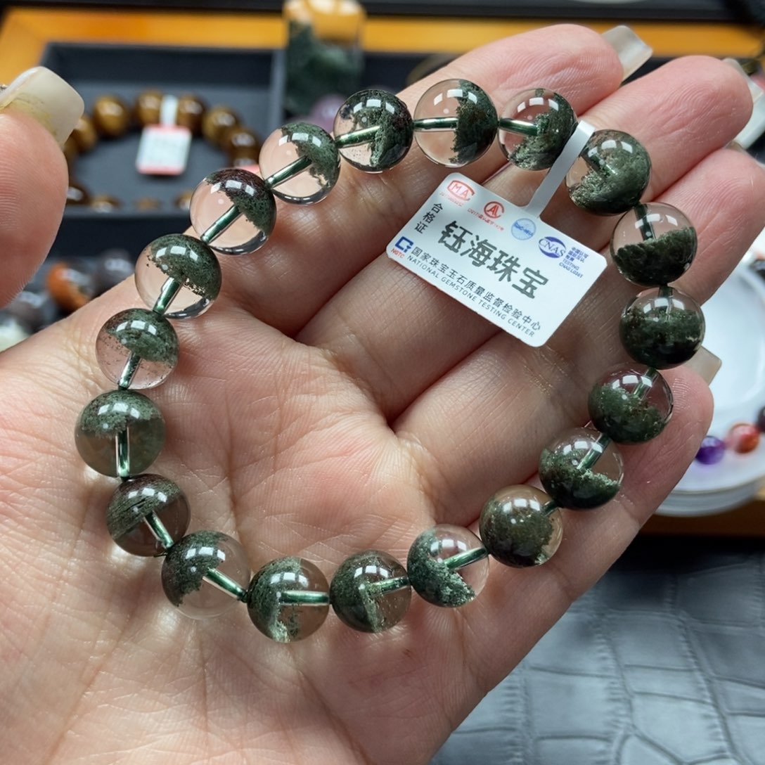 水晶绿幽灵手链10.5毫米未镶嵌