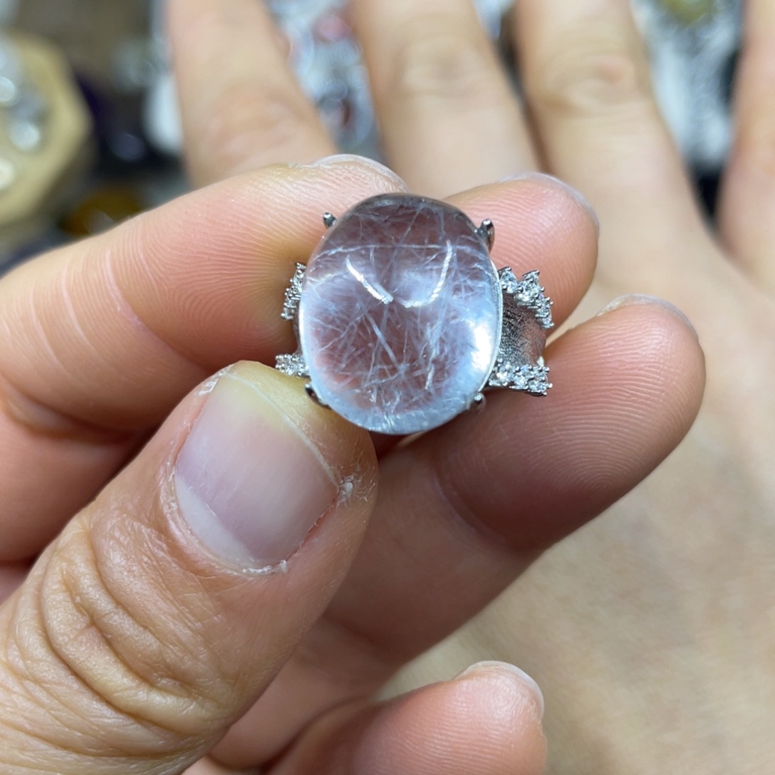 【闪购商品】银S925镶嵌珠宝半成品水晶戒指