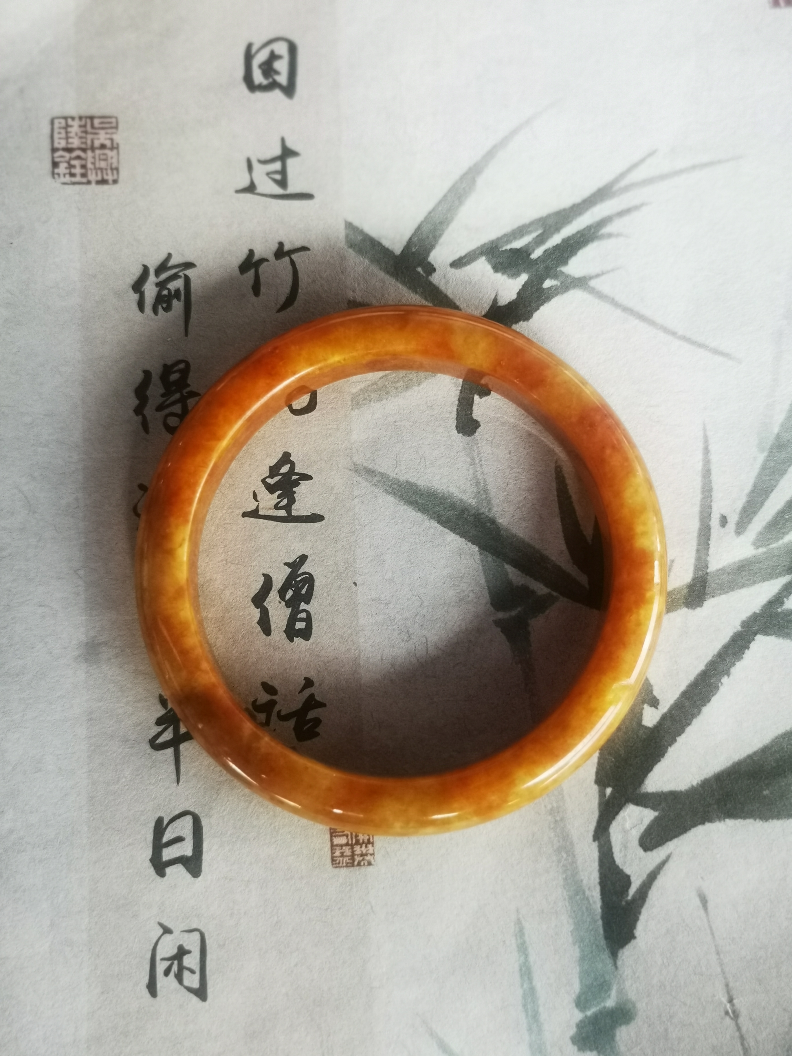 F2066 五八缅甸冰润飘绿翠翡翠手镯