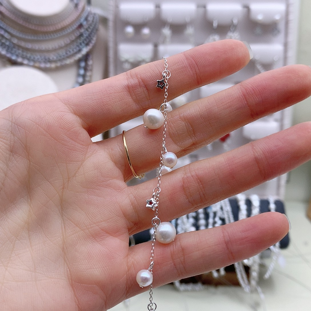 银S925镶嵌淡水珍珠耳饰