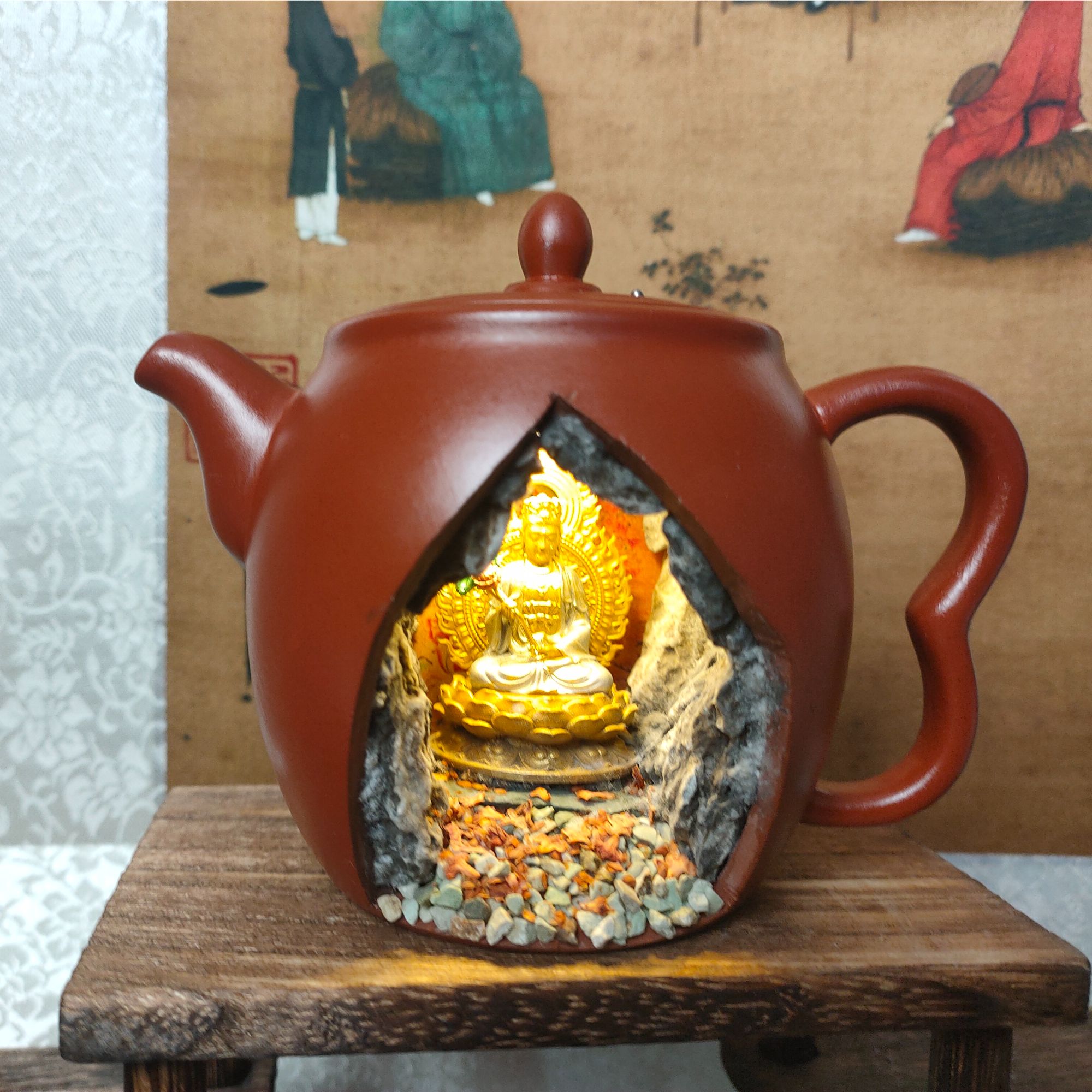 紫砂壶十二生肖守护佛系列 纯铜实心摆件