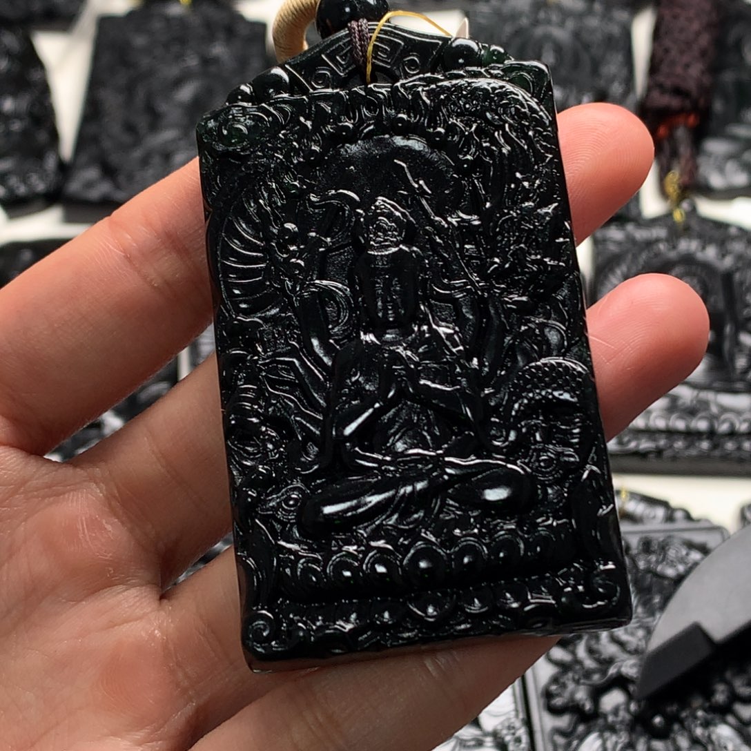 天然缅甸a货钢琴黑挂件