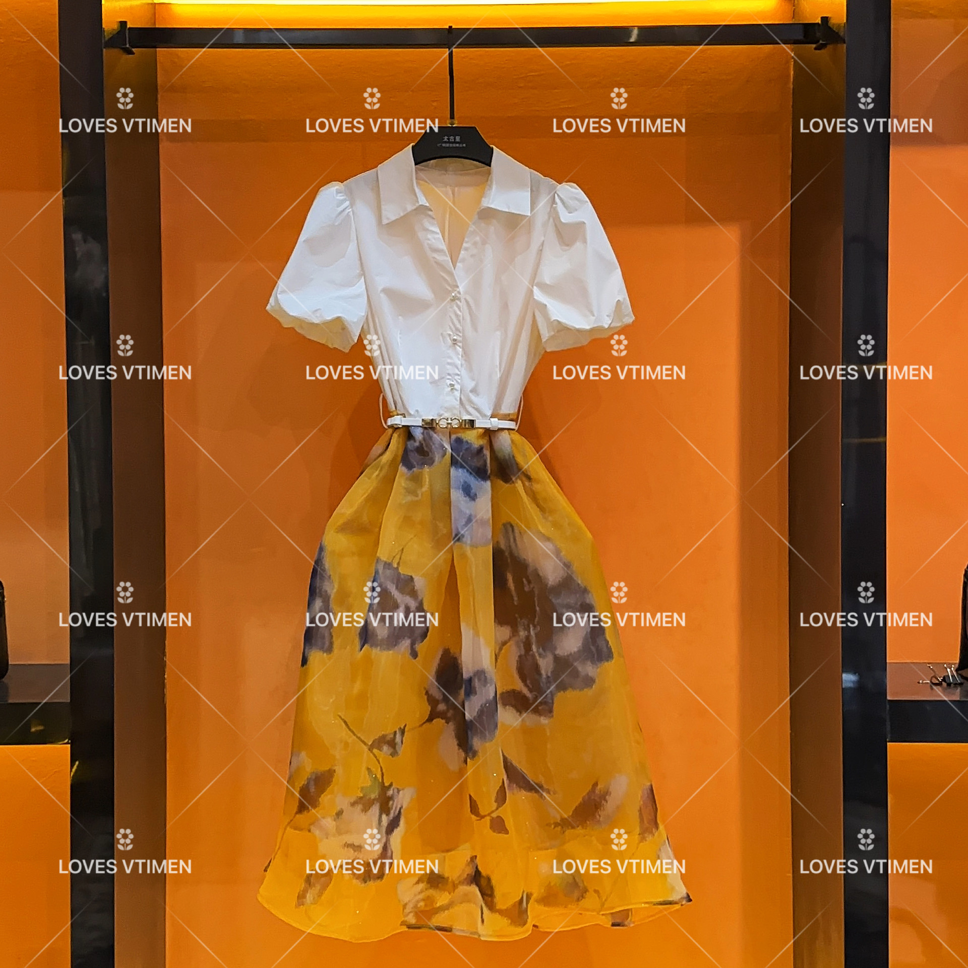 【大胆专属】-夏季新款轻奢高级感拼接收腰连衣裙LOVES-A927