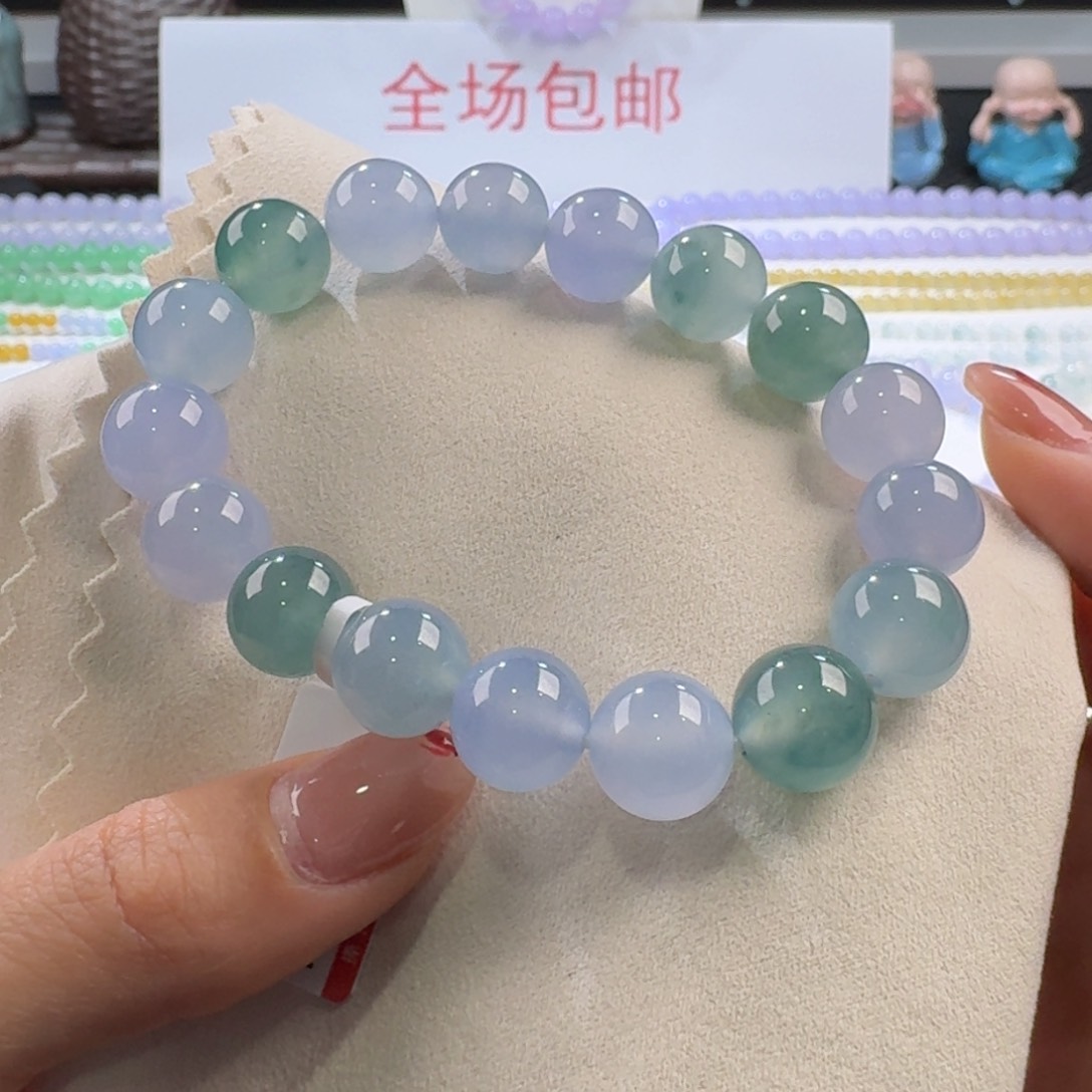 翡翠手链未镶嵌莫奈花园多宝单圈