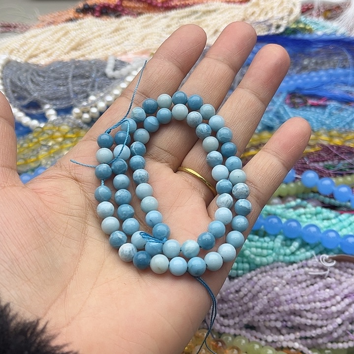 玛瑙/玉髓珠宝半成品未镶嵌一条6mm红纹石