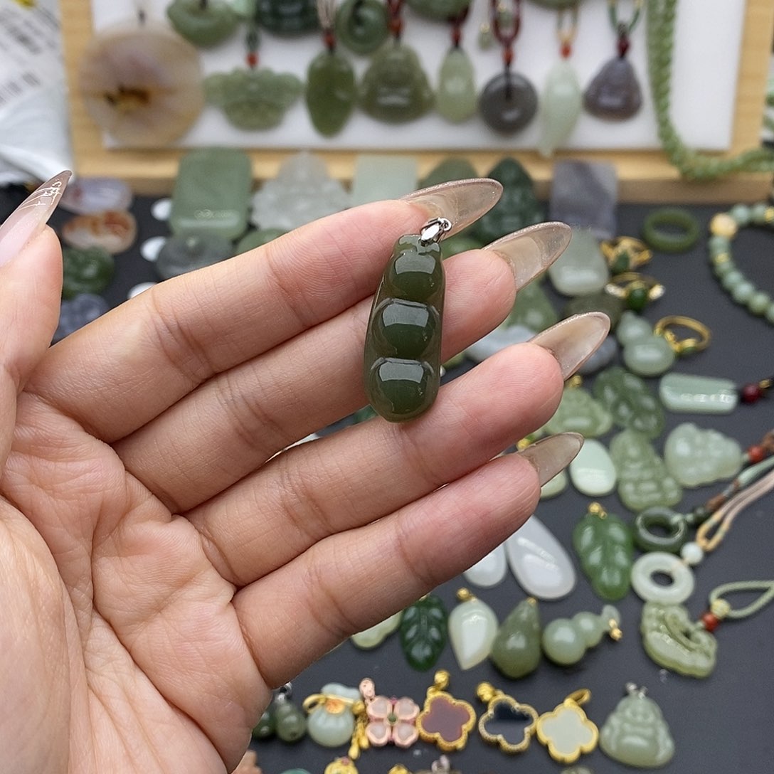 和田玉吊坠(不含链)银S925镶嵌