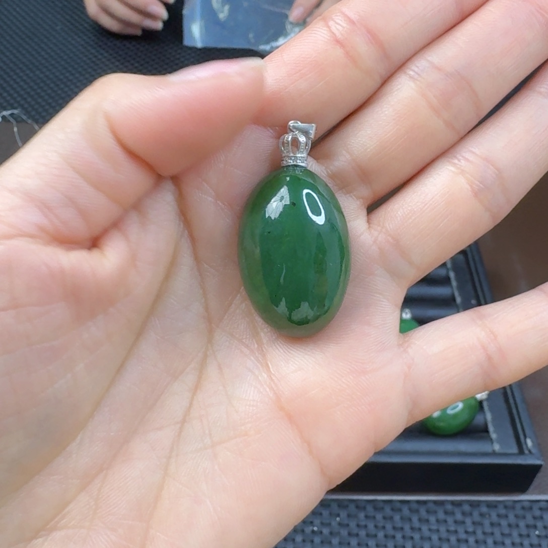 和田玉（碧玉）银S925镶嵌颈饰