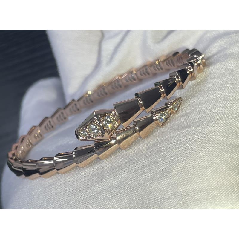 18k金蛇镯头尾钻石   多样性发一件