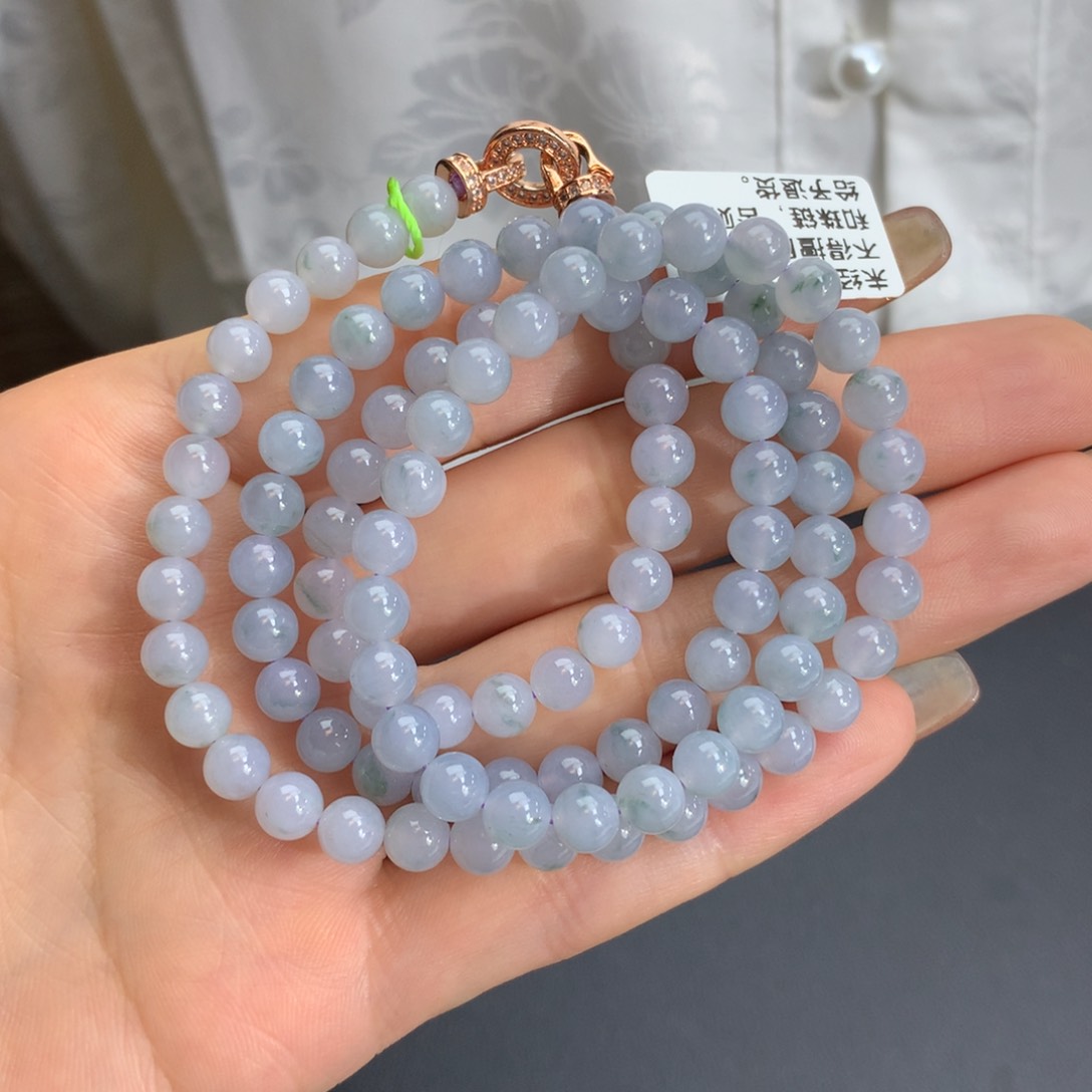 翡翠手链未镶嵌冰胶蓝紫飘花项链卡6m m