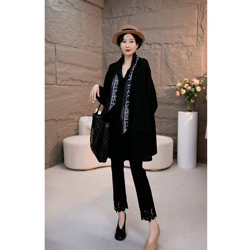 欧货设计感单排扣大衣春季新款大码宽松休闲外套显瘦上衣-1150