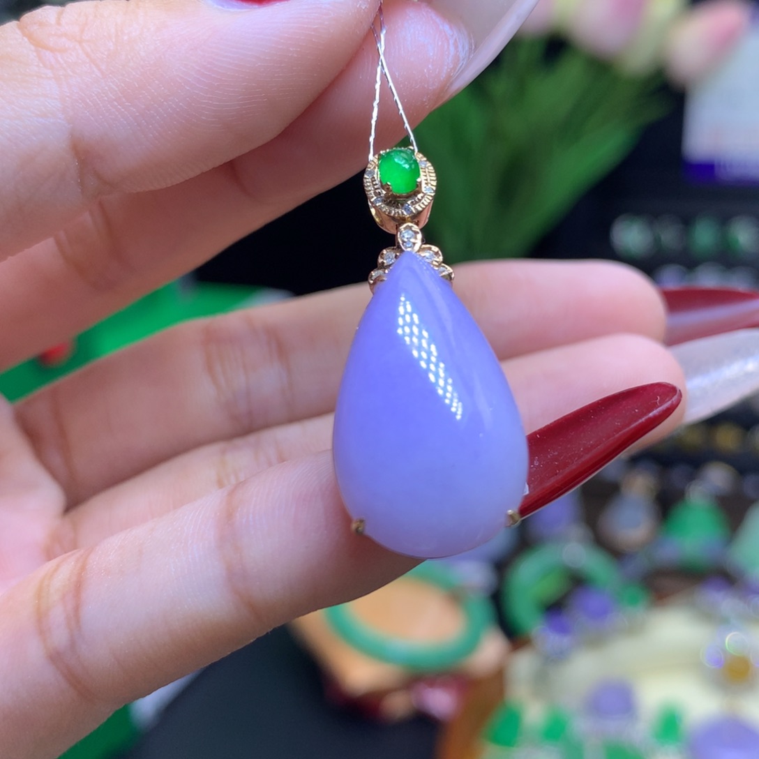 翡翠颈饰18K金镶嵌天然