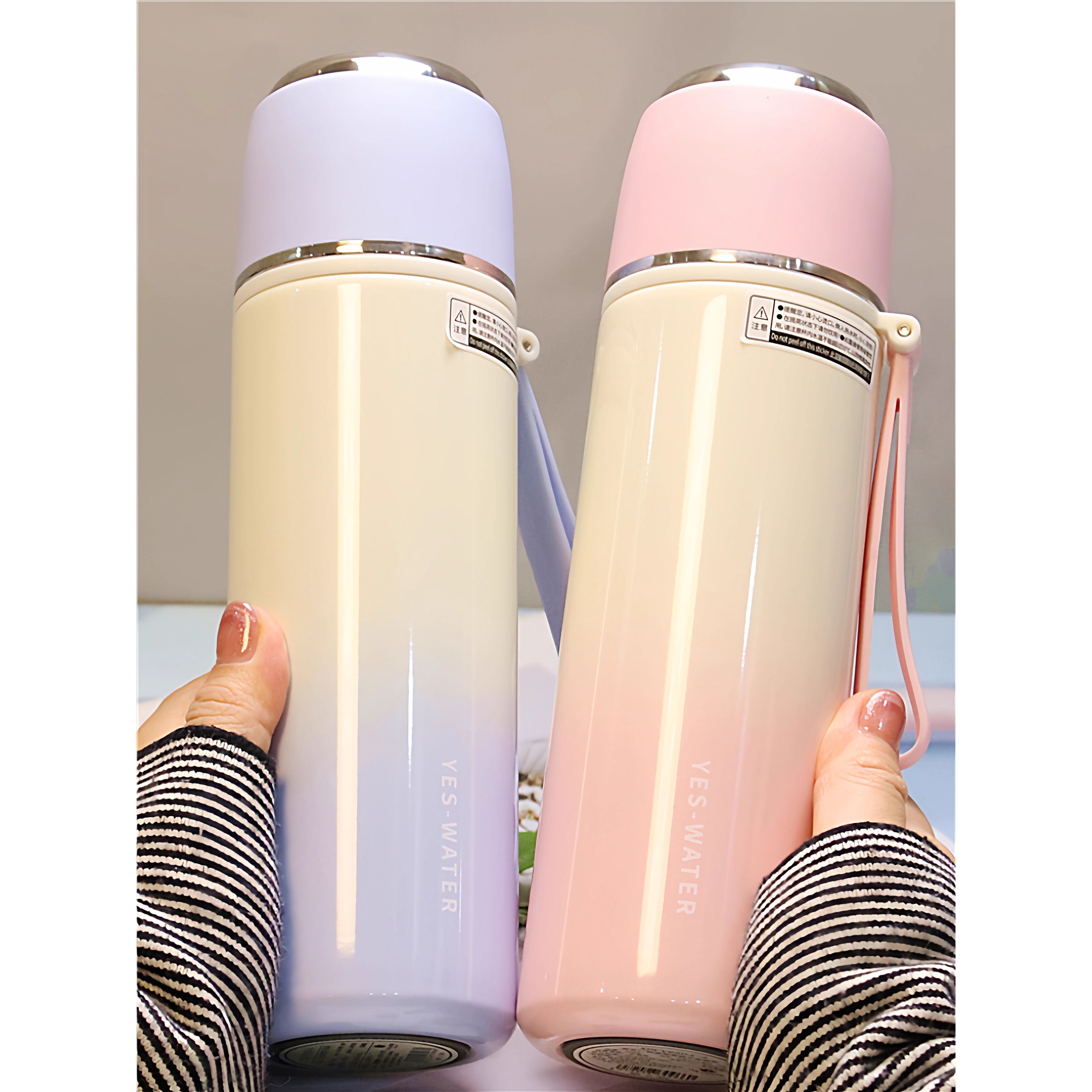 2025新款保温杯便携女高颜值水杯学生上学专用带喝水盖杯子渐变色