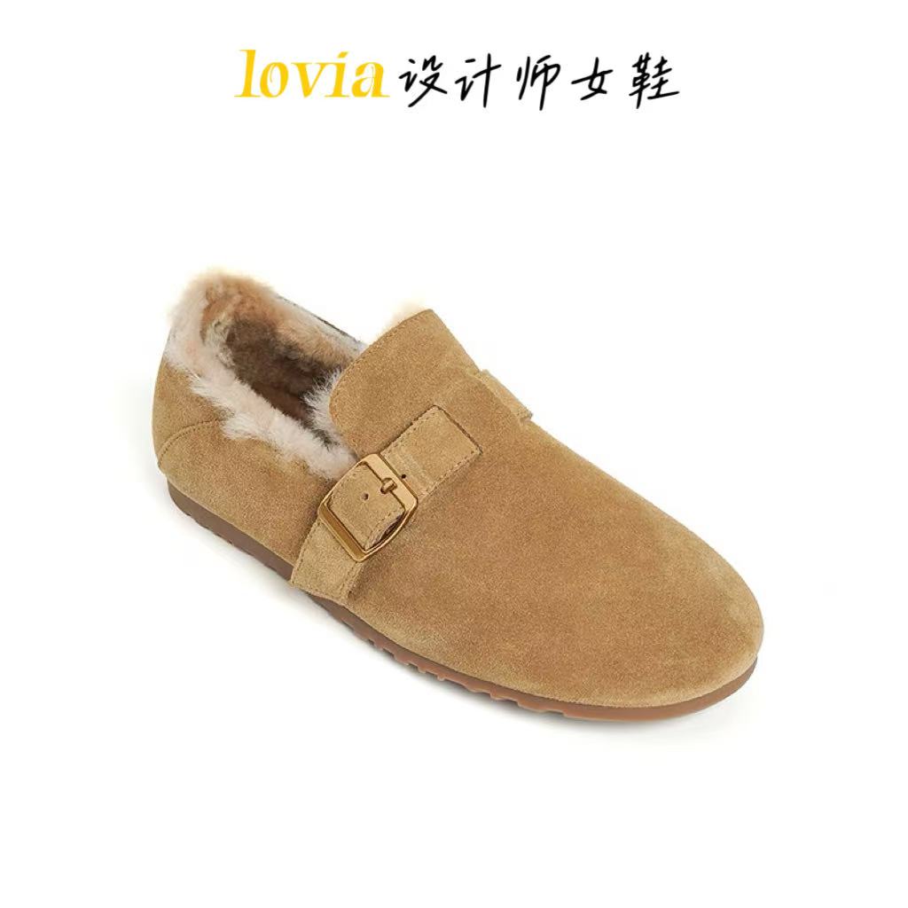 【lovia】牛反绒/1cm/时尚靴保暖多种单鞋纯色秋冬休闲风雪地靴