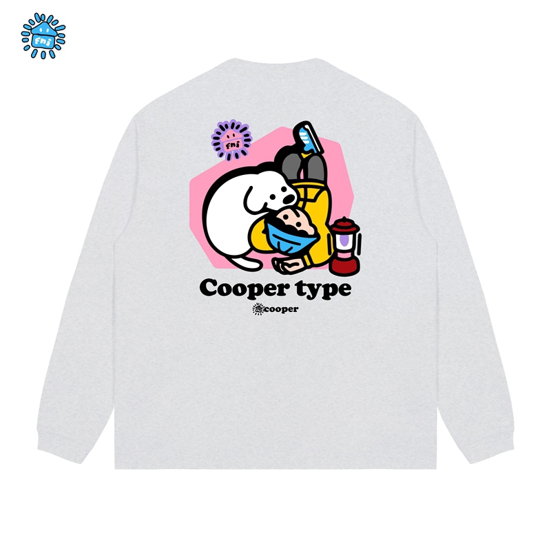 FNIcooper（露营小狗 AB面）趣味卡通纯棉长袖男女T恤秋宽松发泡