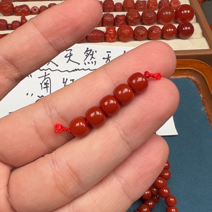 南红玛瑙老型珠卡7(5颗一组未镶嵌